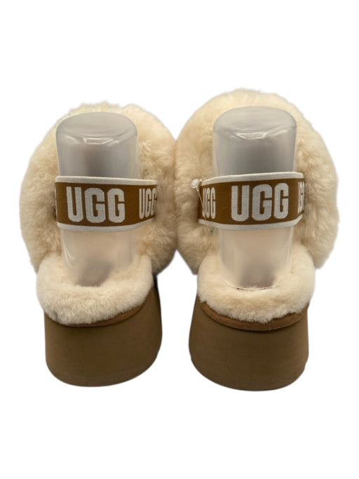 Ugg Shoe Size 9 Tan & cream Leather Platform Shearling Lined Sling back Slippers Tan & cream / 9