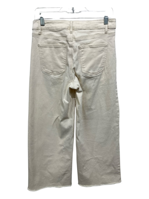 KanCan Size 27 Off White Cotton Zip Fly Frayed Hem Wide Leg Jeans Off White / 27