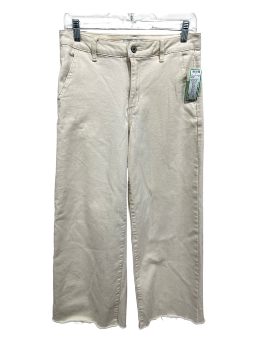 KanCan Size 27 Off White Cotton Zip Fly Frayed Hem Wide Leg Jeans Off White / 27