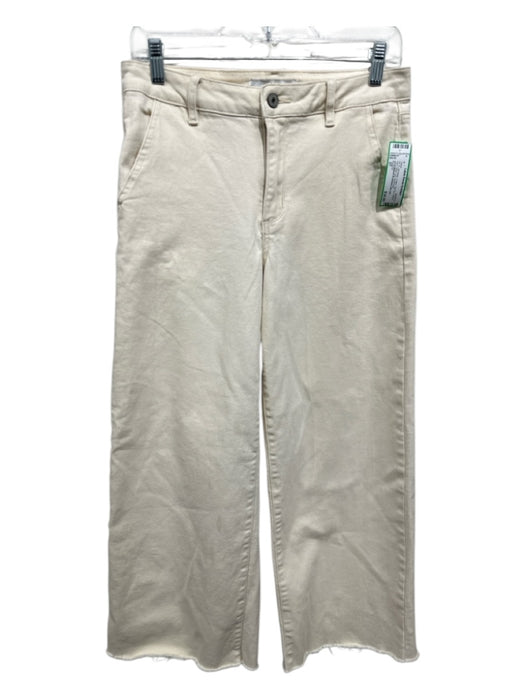 KanCan Size 27 Off White Cotton Zip Fly Frayed Hem Wide Leg Jeans Off White / 27