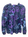 XiRENA Size S Blue & Purple Cotton & Silk Split V Neck Floral Print Top Blue & Purple / S