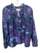 XiRENA Size S Blue & Purple Cotton & Silk Split V Neck Floral Print Top Blue & Purple / S
