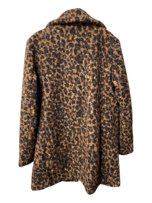 Sam Edelman Size L Brown Polyester 2 Buttons Animal Print Knee Length Coat Brown / L