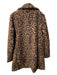 Sam Edelman Size L Brown Polyester 2 Buttons Animal Print Knee Length Coat Brown / L