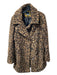 Sam Edelman Size L Brown Polyester 2 Buttons Animal Print Knee Length Coat Brown / L