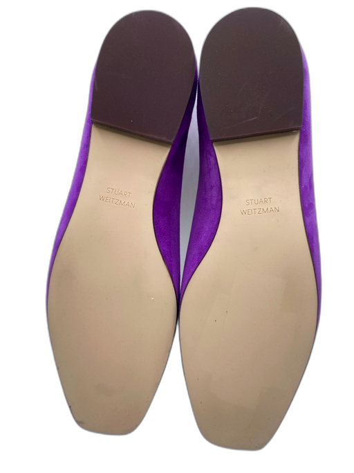Stuart Weitzman Shoe Size 10 Purple Suede Square Toe Gold Tone Hardware Loafers Purple / 10