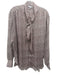 Reiss Size 10 Pink & Multi Poly Blend Button Front Tie Neck Long Sleeve Top Pink & Multi / 10