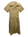 Nicholas Size 4 Khaki Cotton Button Front Short Sleeve Collared Maxi Dress Khaki / 4