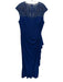 Alex Evenings Size 14 Blue Poly Blend gathered side Mesh Sleeveless Dress Blue / 14