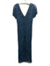 Pisarro Nights Size 12 Blue Rayon Zip Back Beaded V Neck short sleeve Dress Blue / 12