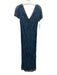 Pisarro Nights Size 12 Blue Rayon Zip Back Beaded V Neck short sleeve Dress Blue / 12