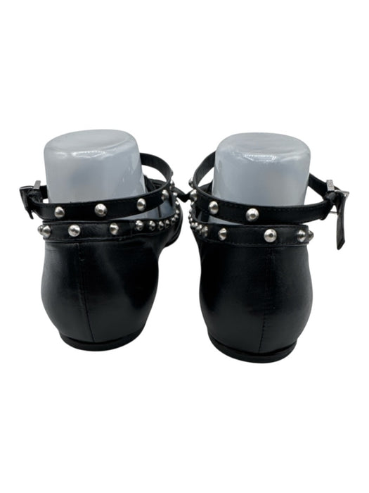 Schutz Shoe Size 10B Black Leather Studded Bow Detail Round Toe Wrap Shoes Black / 10B