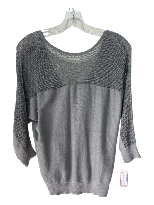 Essentiel Antwerp Size M Gray Cotton & Modal Metallic Thread Mesh 3/4 Sleeve Top Gray / M