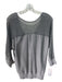 Essentiel Antwerp Size M Gray Cotton & Modal Metallic Thread Mesh 3/4 Sleeve Top Gray / M