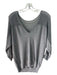 Essentiel Antwerp Size M Gray Cotton & Modal Metallic Thread Mesh 3/4 Sleeve Top Gray / M