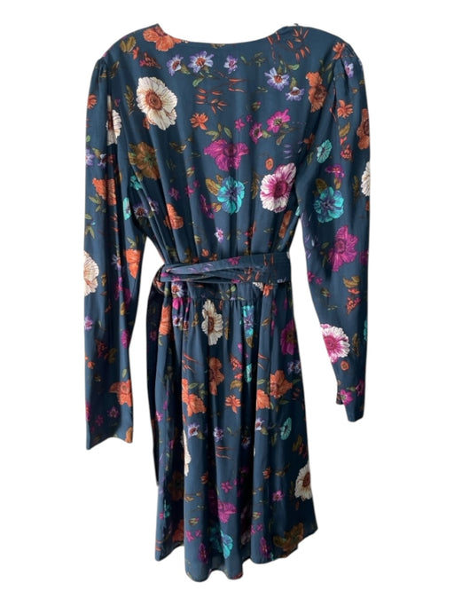 Essentiel Antwerp Size 38 Blue & Multi Polyester Floral Wrap dress Dress Blue & Multi / 38