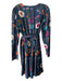 Essentiel Antwerp Size 38 Blue & Multi Polyester Floral Wrap dress Dress Blue & Multi / 38