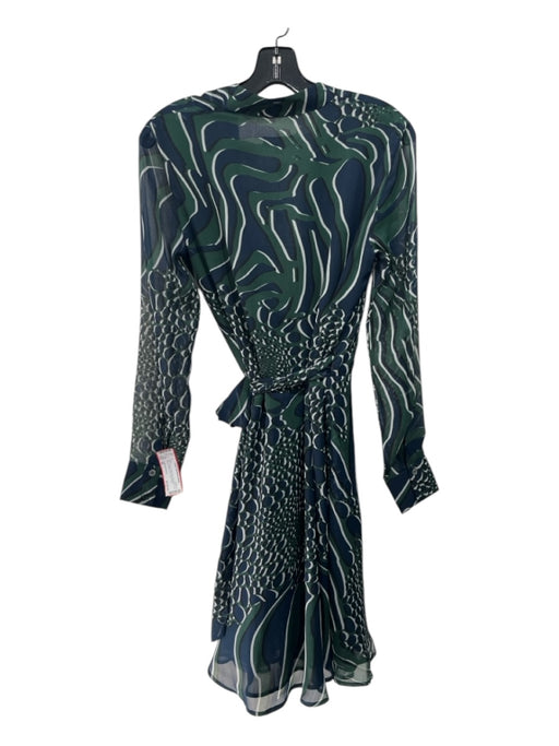 Adolfo Dominguez Size 40 Green & Blue Print Polyester Long Sleeve Dress Green & Blue Print / 40