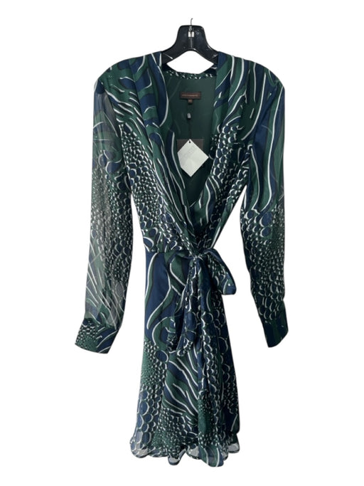 Adolfo Dominguez Size 40 Green & Blue Print Polyester Long Sleeve Dress Green & Blue Print / 40