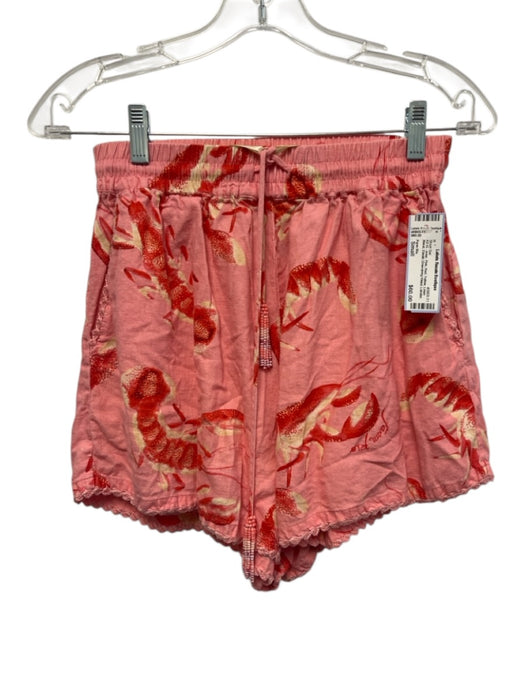 Farm Rio Size Small Pink, Red, Yellow Linen Blend Lobster Button Front Short Set Pink, Red, Yellow / Small