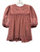 Ulla Johnson Size 4 Red & Blue Cotton Short Puff Sleeve Embroidered Gathered Top Red & Blue / 4