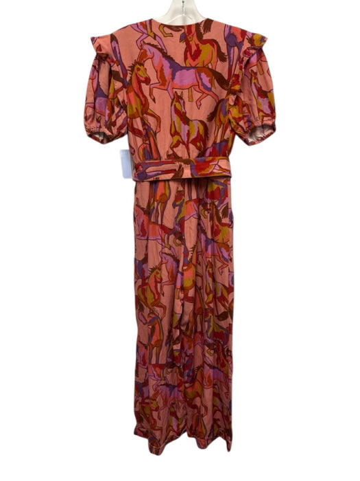 Farm Rio Size Small Pink, Purple, yellow Lyocell blend Horses Wide Leg Jumpsuit Pink, Purple, yellow / Small