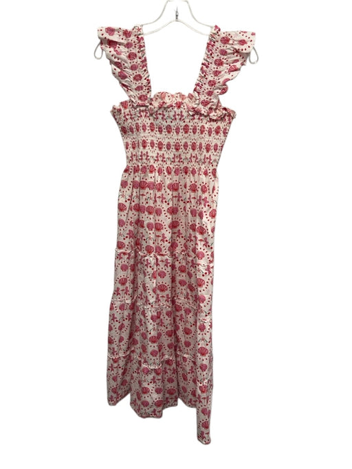 Hill House Size Small Pink, Red, Green Cotton Ruffle Sleeves Shells Maxi Dress Pink, Red, Green / Small