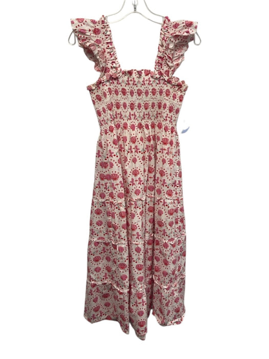 Hill House Size Small Pink, Red, Green Cotton Ruffle Sleeves Shells Maxi Dress Pink, Red, Green / Small