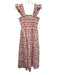 Hill House Size Small Pink, Red, Green Cotton Ruffle Sleeves Shells Maxi Dress Pink, Red, Green / Small