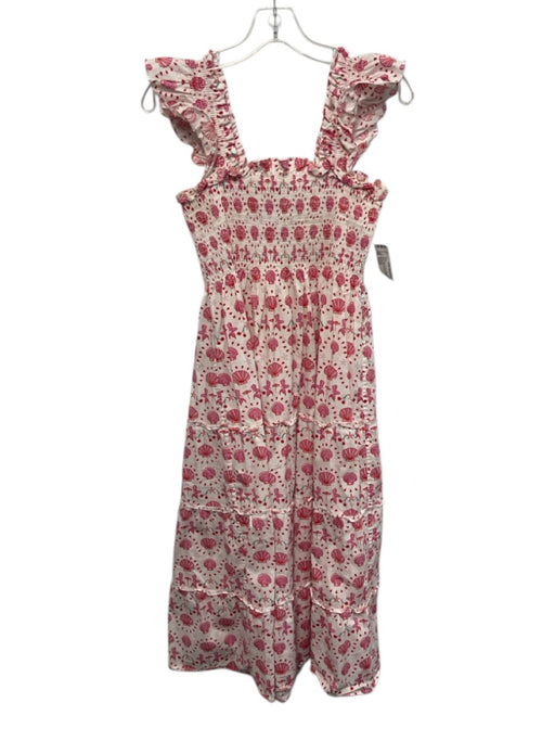 Hill House Size Small Pink, Red, Green Cotton Ruffle Sleeves Shells Maxi Dress Pink, Red, Green / Small