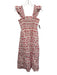 Hill House Size Small Pink, Red, Green Cotton Ruffle Sleeves Shells Maxi Dress Pink, Red, Green / Small