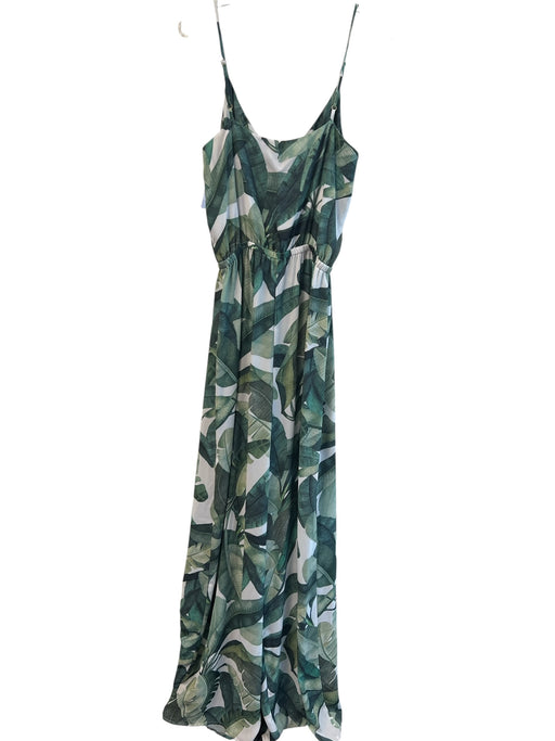 Mumu Size Medium Green & White Polyester Adjustable Spaghetti Straps Jumpsuit Green & White / Medium