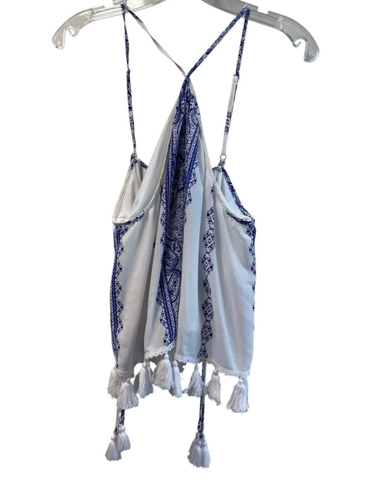 Mumu Size Medium White & Blue No Fabric Tag Half Lined Tassel Detail Skirt Set White & Blue / Medium