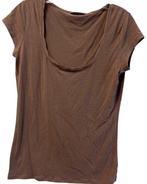 Elie Tahari Size Medium Chocolate Modal Blend Scoop Neck Cap Sleeve T Shirt Top Chocolate / Medium