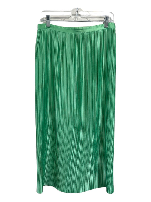 Tibi Size 6 Green Polyester Midi Plisse Back Zip Skirt Green / 6