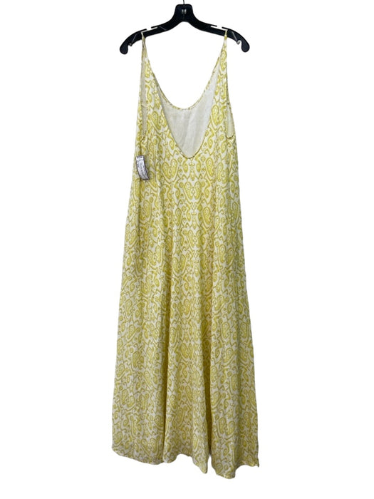 Eywasouls Size XS/S Yellow & White Cotton Sleeveless All Over Print Dress Yellow & White / XS/S