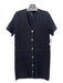 Massimo Dutti Size M Black Cotton Blend Knit Button Front Short Sleeve Dress Black / M