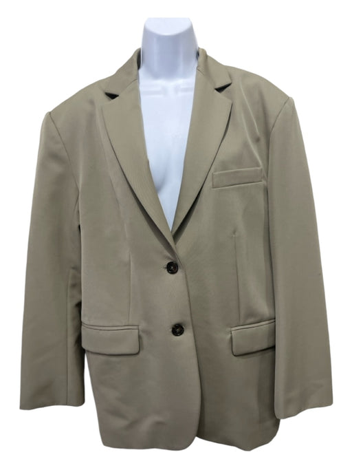 Anine Bing Size Medium Khaki Green Wool Long Sleeve Flap Pockets Blazer Jacket Khaki Green / Medium