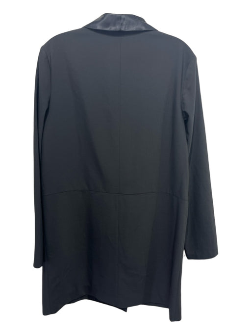 Tibi Size 6 Black Polyester Blend Long Sleeve Satin Lapels One Pocket Dress Black / 6