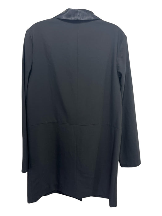 Tibi Size 6 Black Polyester Blend Long Sleeve Satin Lapels One Pocket Dress Black / 6