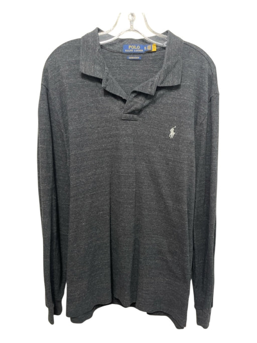 Polo Size XL Charcoal Cotton Solid Polo Men's Long Sleeve Shirt Charcoal / XL