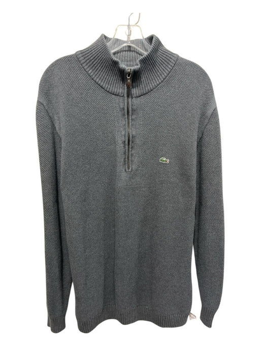 Lacoste Size 7 Gray Cotton Solid Quarter Zip Men's Sweater Gray / 7