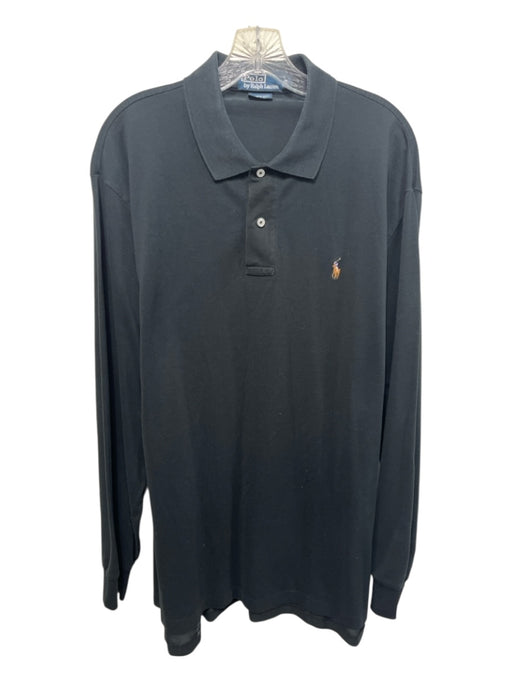 Polo Size XL Black Cotton Solid Polo Men's Long Sleeve Shirt Black / XL