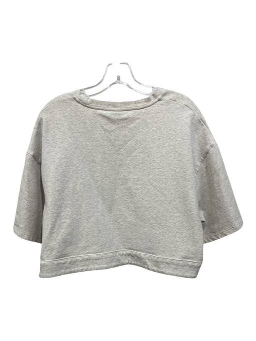 Varley Size Large Beige Cotton Blend Short Sleeve Heathered Cropped Top Beige / Large