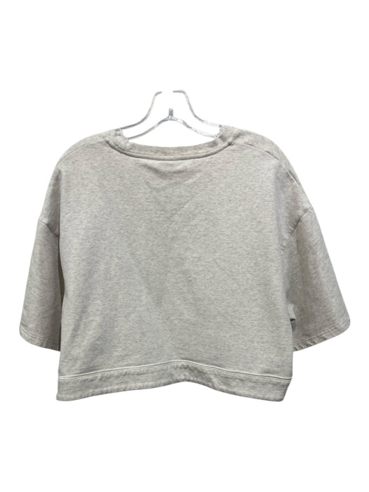 Varley Size Large Beige Cotton Blend Short Sleeve Heathered Cropped Top Beige / Large