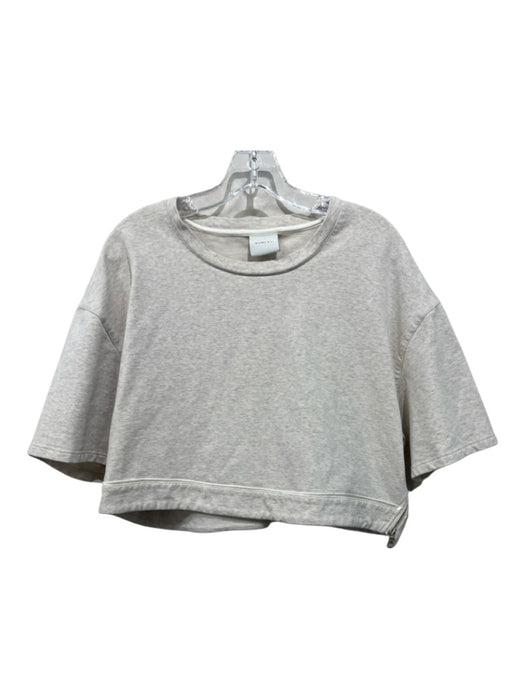 Varley Size Large Beige Cotton Blend Short Sleeve Heathered Cropped Top Beige / Large