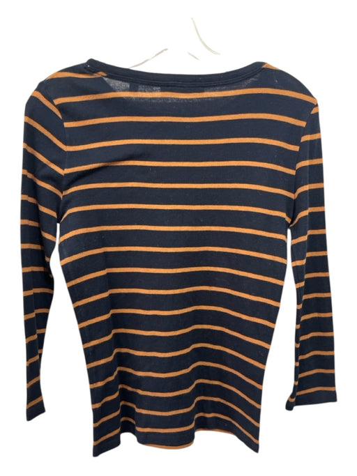 Vince Size Medium navy blue & tan Cotton Long Sleeve Striped Knit Top navy blue & tan / Medium