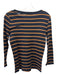Vince Size Medium navy blue & tan Cotton Long Sleeve Striped Knit Top navy blue & tan / Medium
