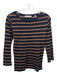 Vince Size Medium navy blue & tan Cotton Long Sleeve Striped Knit Top navy blue & tan / Medium