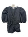 Ganni Size 40 Black Polyester Blend Half Puff Sleeve Textured Button Front Top Black / 40